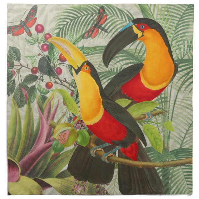 Vibrant Tropical Toucan Birds Art Exotic Jungle  Cloth Napkin (Front)