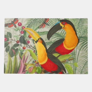 Vibrant Tropical Toucan Birds Art Exotic Jungle Doormat