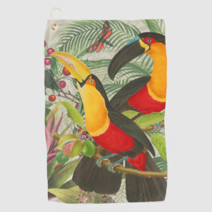 Vibrant Tropical Toucan Birds Art Exotic Jungle Golf Towel