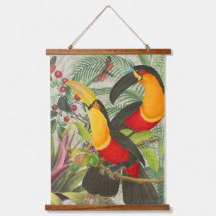 Vibrant Tropical Toucan Birds Art Exotic Jungle Hanging Tapestry