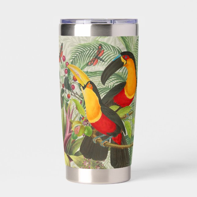 Vibrant Tropical Toucan Birds Art Exotic Jungle  Insulated Tumbler (Front)