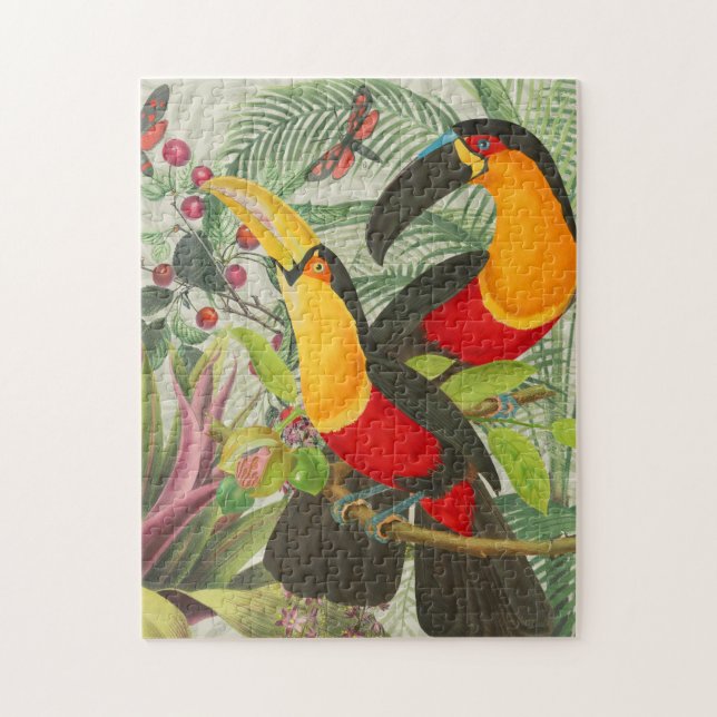 Vibrant Tropical Toucan Birds Art Exotic Jungle  Jigsaw Puzzle (Vertical)