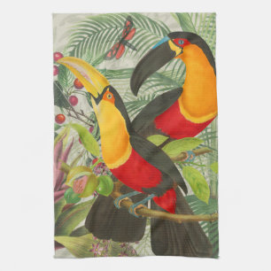 Vibrant Tropical Toucan Birds Art Exotic Jungle Kitchen Towel