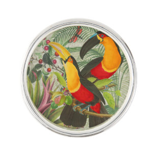 Vibrant Tropical Toucan Birds Art Exotic Jungle  Lapel Pin