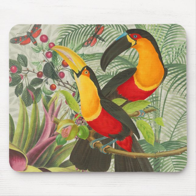 Vibrant Tropical Toucan Birds Art Exotic Jungle  Mouse Pad (Front)