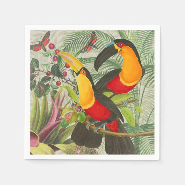 Vibrant Tropical Toucan Birds Art Exotic Jungle  Napkins (Front)