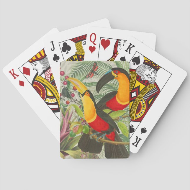 Vibrant Tropical Toucan Birds Art Exotic Jungle  Poker Cards (Back)