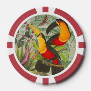 Vibrant Tropical Toucan Birds Art Exotic Jungle  Poker Chips