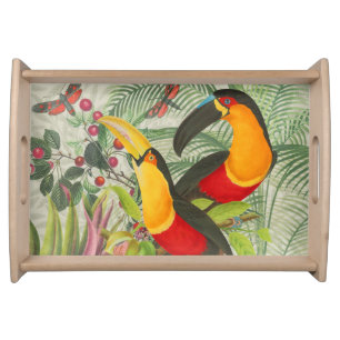 Vibrant Tropical Toucan Birds Art Exotic Jungle Serving Tray