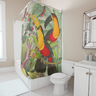 Vibrant Tropical Toucan Birds Art Exotic Jungle  Shower Curtain