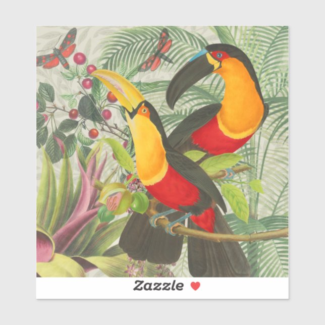 Vibrant Tropical Toucan Birds Art Exotic Jungle  Sticker (Sheet)