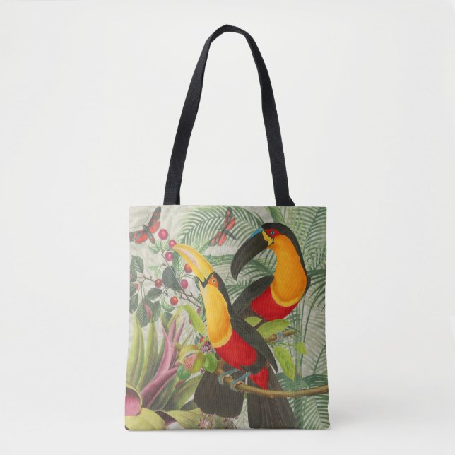Vibrant Tropical Toucan Birds Art Exotic Jungle  Tote Bag (Front)