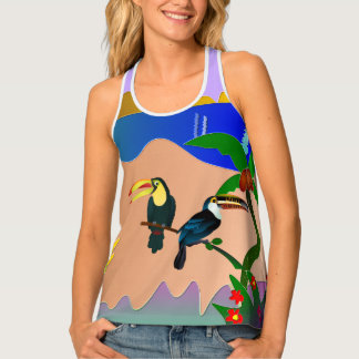 Vibrant Tropical Toucans Garden Tank Top