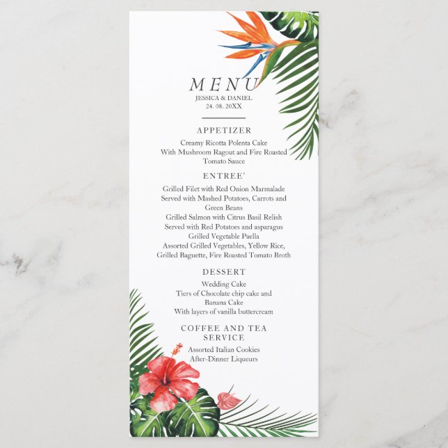 Vibrant Tropical Wedding Menu (Front)