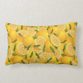 Vibrant tropical Yellow limes pattern Lumbar Pillow