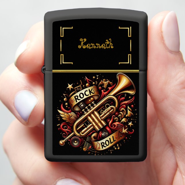Vibrant Trumpet For Music Lovers Zippo Lighter (In Hand)