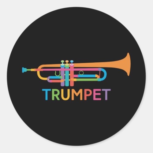 Vibrant Trumpet in Rainbow Colors Classic Round Sticker