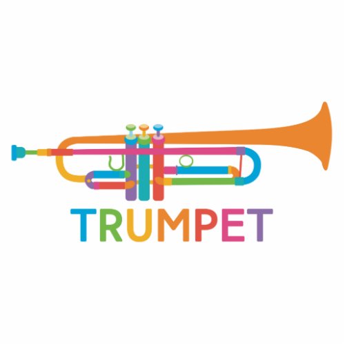Vibrant Trumpet in Rainbow Colors Cutout