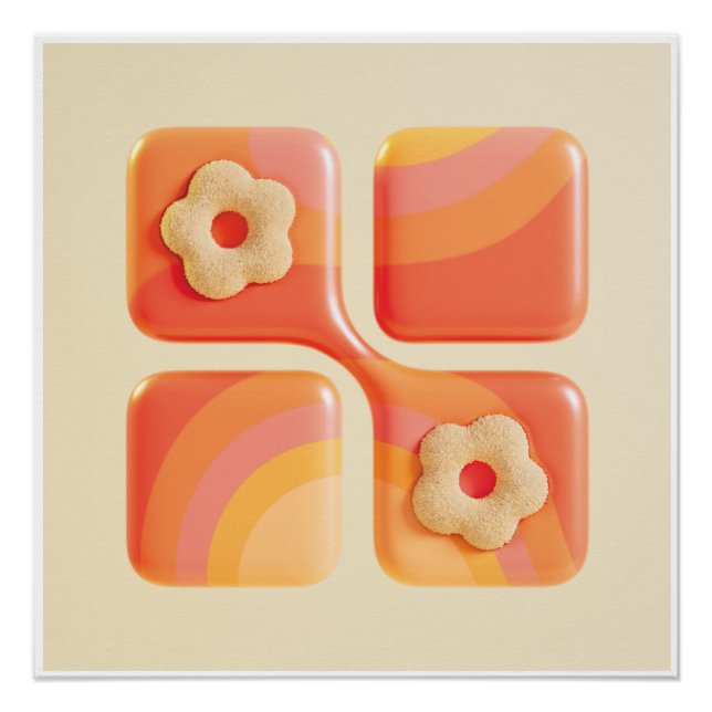 Vibrant Tufted Flower 3D Art Print - Square Format (Front)