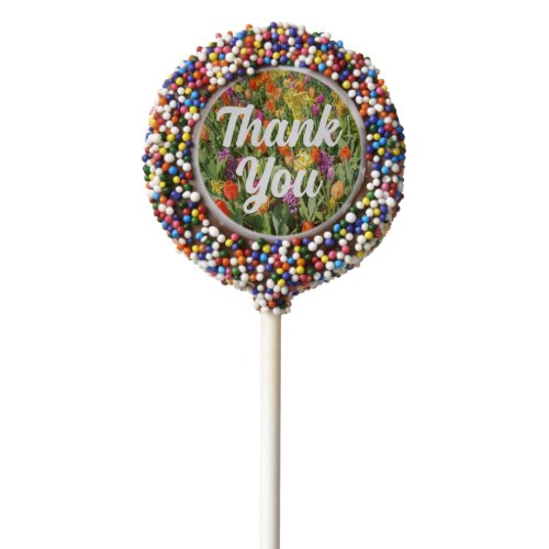 Vibrant Tulip Flower Garden Thank You Chocolate Covered Oreo Pop