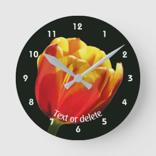 Vibrant Tulip Flower Personalized Round Clock