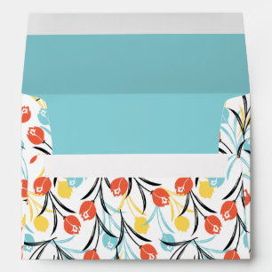 Vibrant Tulip Pattern Floral Design on White Envelope
