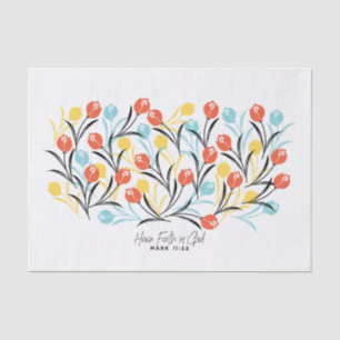 Vibrant Tulip Pattern Floral Design on White Tissue Paper