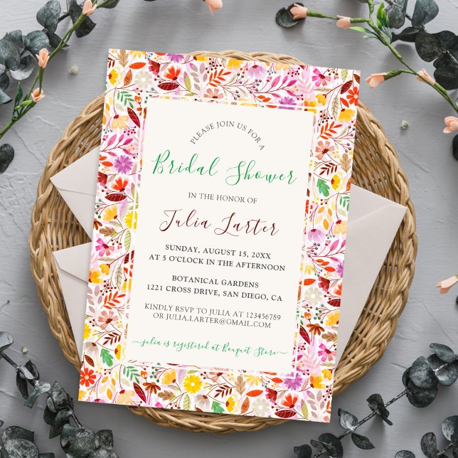 Vibrant Tulip Summer Flowers Bridal Shower Invitation (Creator Uploaded)