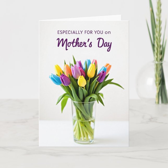 Vibrant Tulips Mothers Day Card (Front)