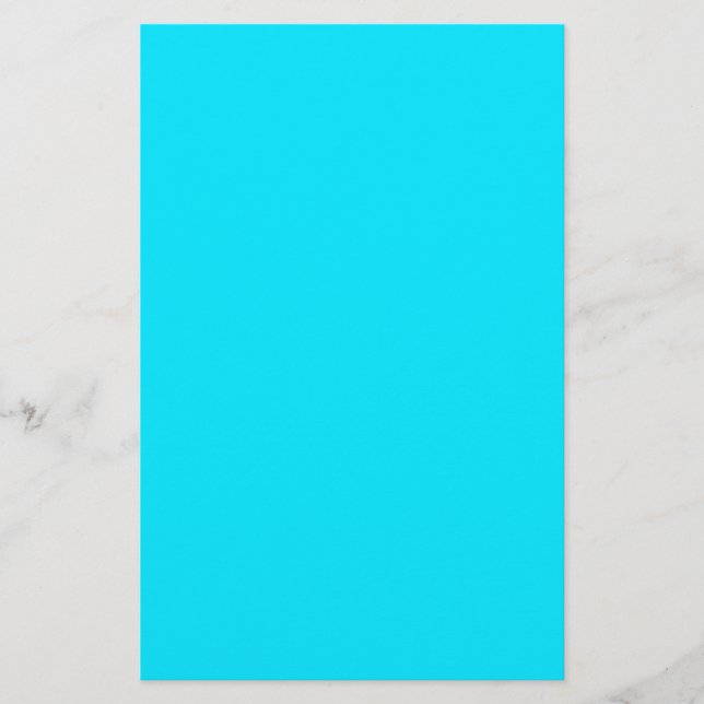 Vibrant Turquoise Sky Blue Color Customize This Stationery (Front)