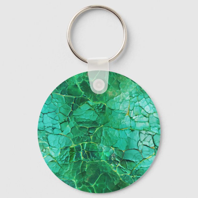 Vibrant Turquoise  Textured Pattern Keychain (Front)