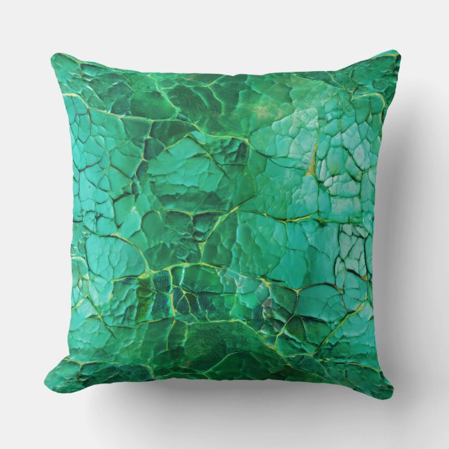 Vibrant Turquoise  Textured Pattern Throw Pillow (Front)