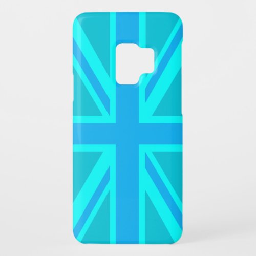 Vibrant Turquoise Union Jack British Flag Case_Mate Samsung Galaxy S9 Case