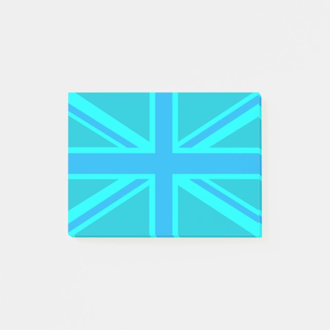 Vibrant Turquoise Union Jack British Flag Post-it Notes (Front)