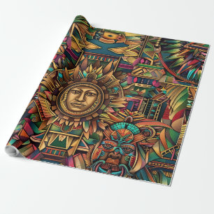 Vibrant Turquoise "Vibrant Historical Emblem" Wrap Wrapping Paper