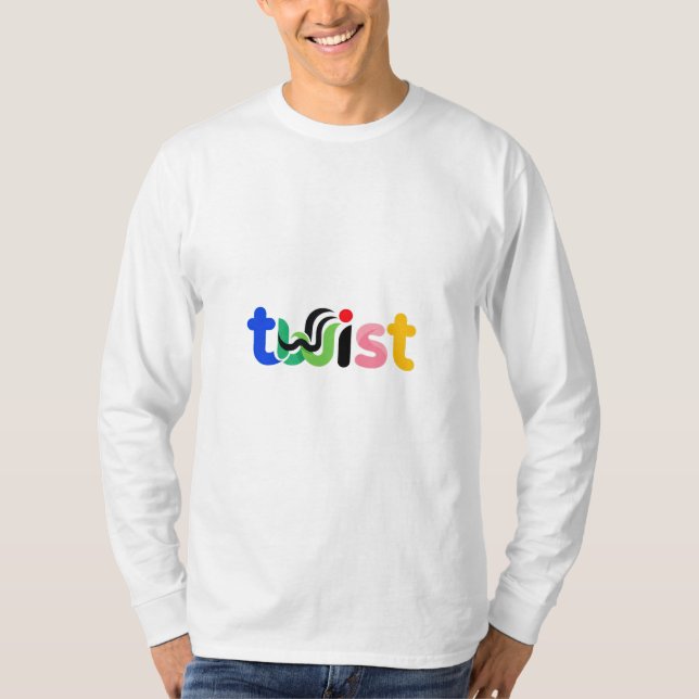 Vibrant Twist Typography Art T-Shirt (Front)
