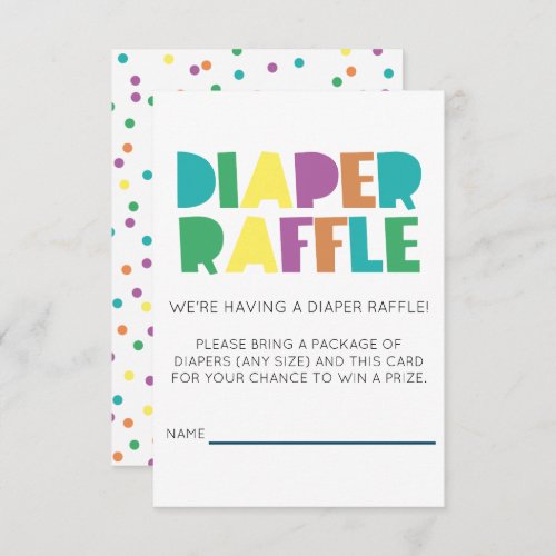Vibrant Typography Baby Shower Diaper Raffle Card
