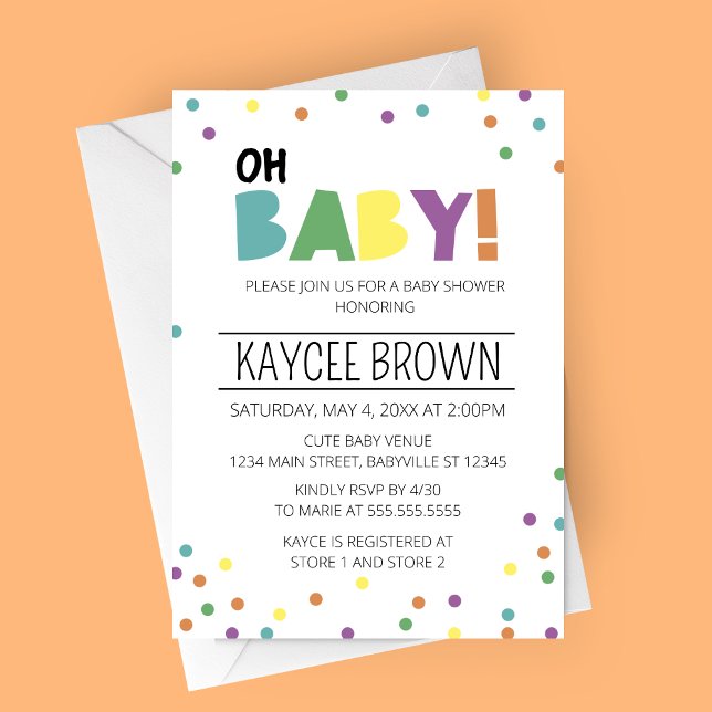Vibrant Typography Oh Baby Baby Shower Invitation (Oh Baby Vibrant Typography Baby Shower Invitation)