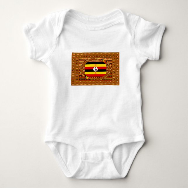 Vibrant Uganda Flag-Inspired Art Baby Bodysuit (Front)
