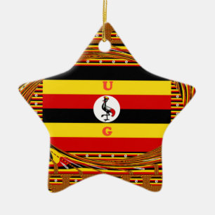 Vibrant Uganda Flag-Inspired Art Ceramic Ornament