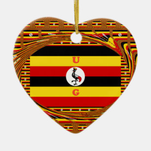 Vibrant Uganda Flag-Inspired Art Ceramic Ornament