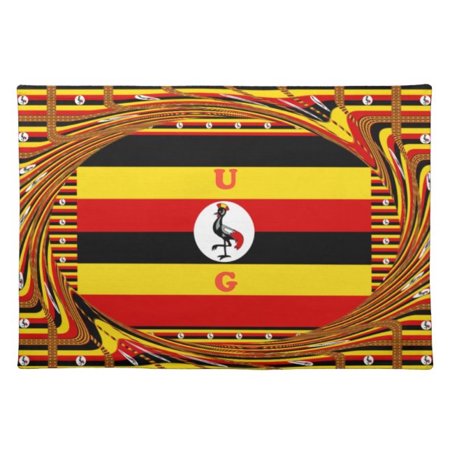 Vibrant Uganda Flag-Inspired Art Cloth Placemat (Front)