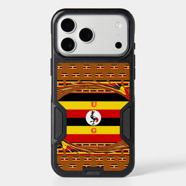 Vibrant Uganda Flag Inspired Art | Crested Crane H Otterbox iPhone Case (Back)