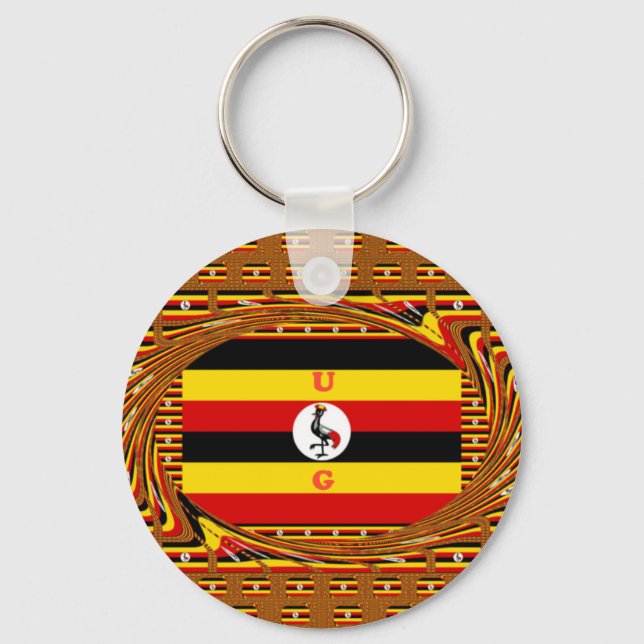 Vibrant Uganda Flag-Inspired Art Keychain (Front)