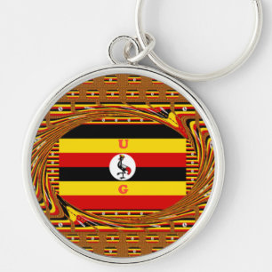 Vibrant Uganda Flag-Inspired Art Keychain