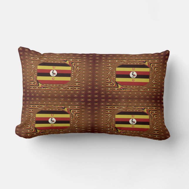 Vibrant Uganda Flag-Inspired Art Lumbar Pillow (Front)