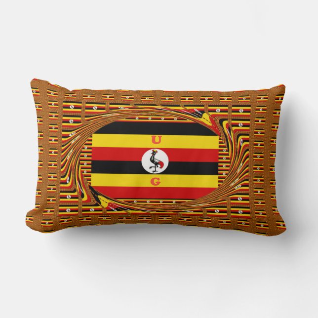 Vibrant Uganda Flag-Inspired Art Lumbar Pillow (Front)
