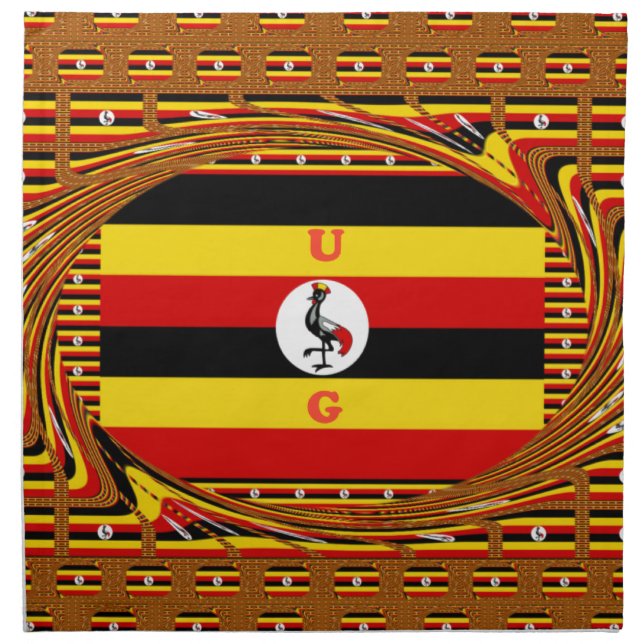 Vibrant Uganda Flag-Inspired Art Napkin (Front)