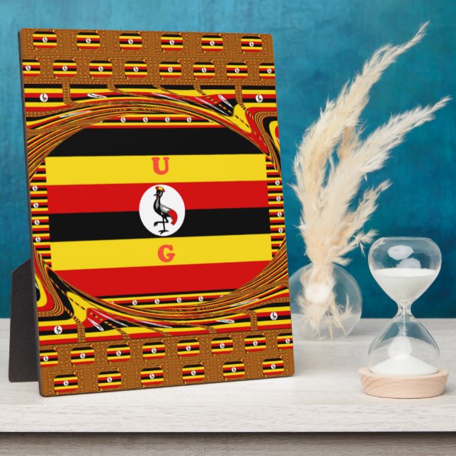 Vibrant Uganda Flag-Inspired Art Plaque (Side)