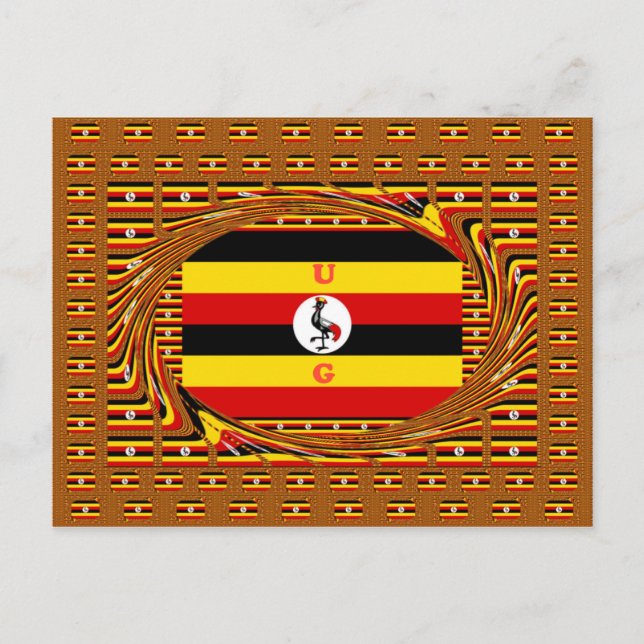 Vibrant Uganda Flag-Inspired Art Postcard (Front)
